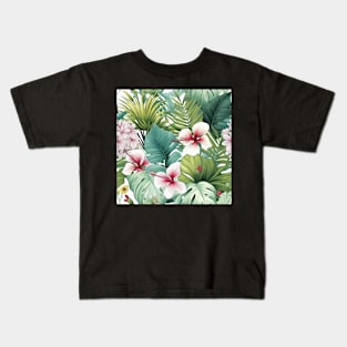 Pink Hibiscus Tropical Pattern Kids T-Shirt